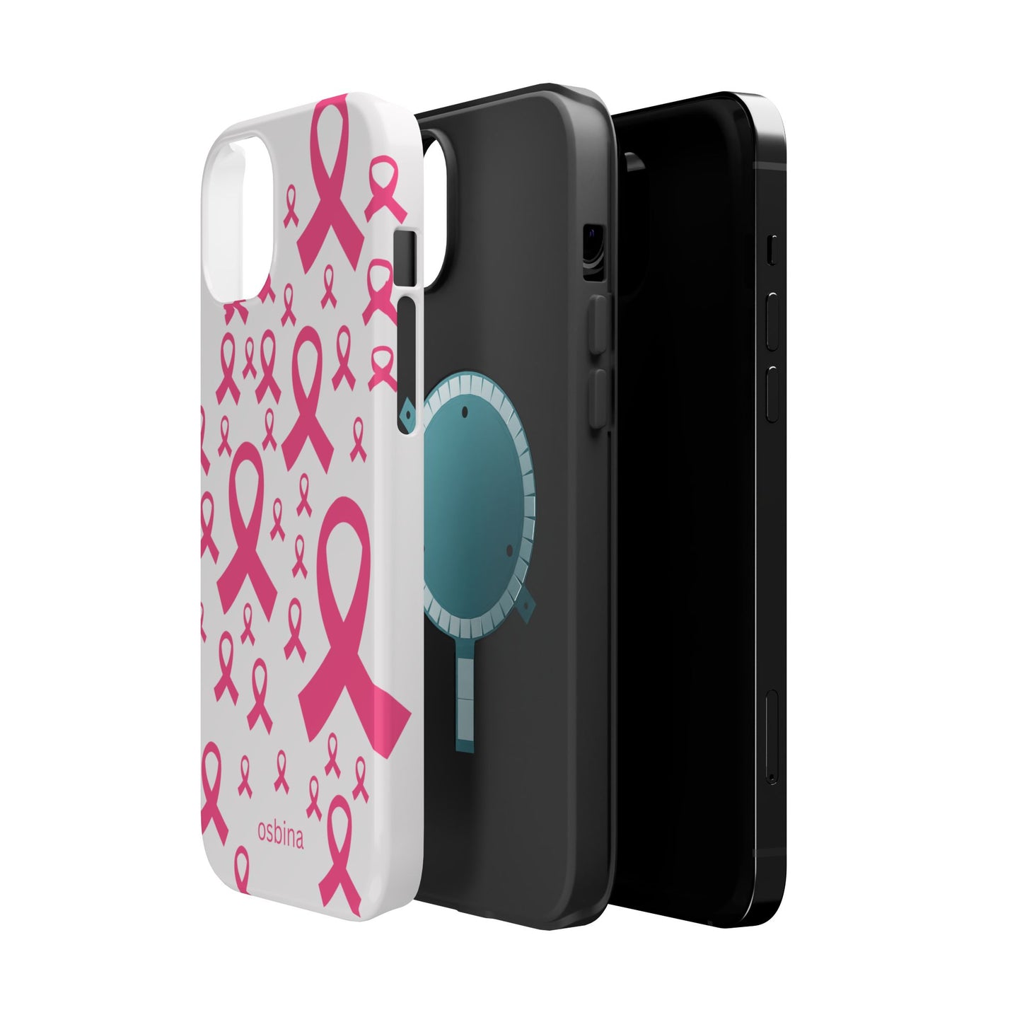 osbina | MagSafe compatible for iPhone | Limited Edition Strength in Ribbons Case in Light Pink + Soft Pink + Hot Pink | The Pink October Collection | Inspired By