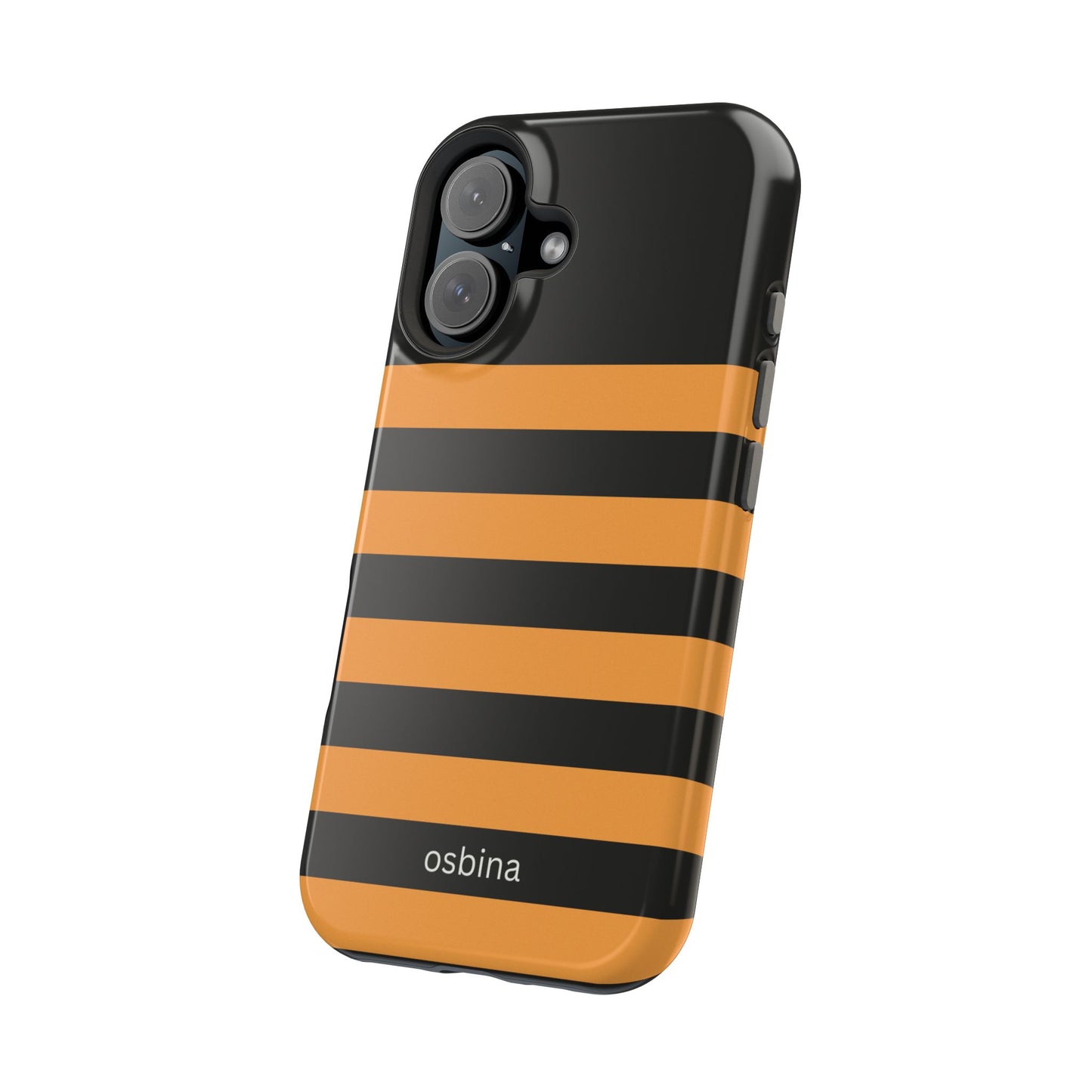 osbina | MagSafe Compatible for iPhone | The Horizon Stripe Case in Black + Orange | The Season Collective