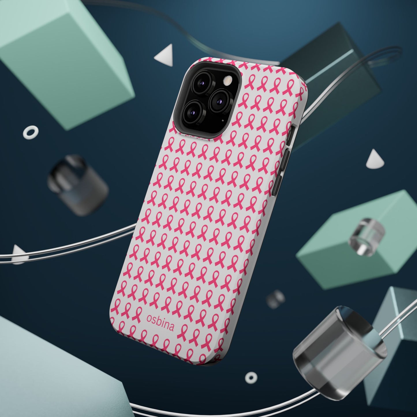 osbina | MagSafe compatible for iPhone | Limited Edition The Side By Side Pink Ribbons Case in Light Pink + Soft Pink + Hot Pink | The Pink October Collection | Inspired By