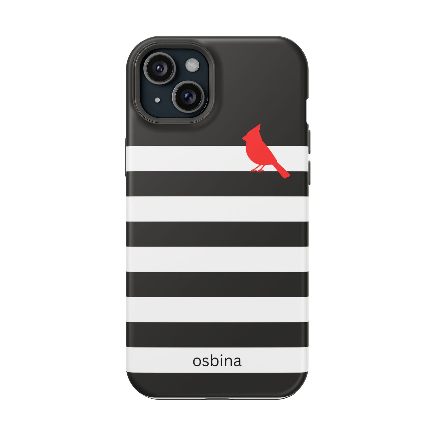 osbina | MagSafe compatible for iPhone | Redbird Edition Thinking of You Phone Case Black & White Stripe | Inspired By Collection