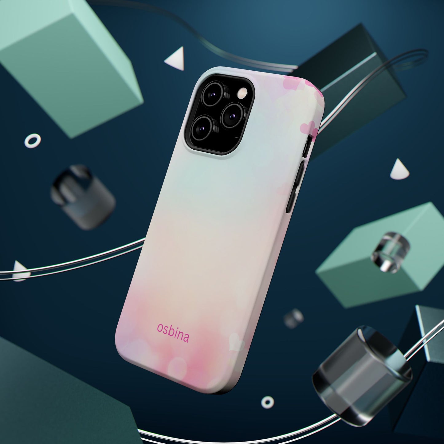 osbina | MagSafe compatible for iPhone | The Cotton Candy Hearts Case | YAYOU Collection Supporting Shine Like Sable