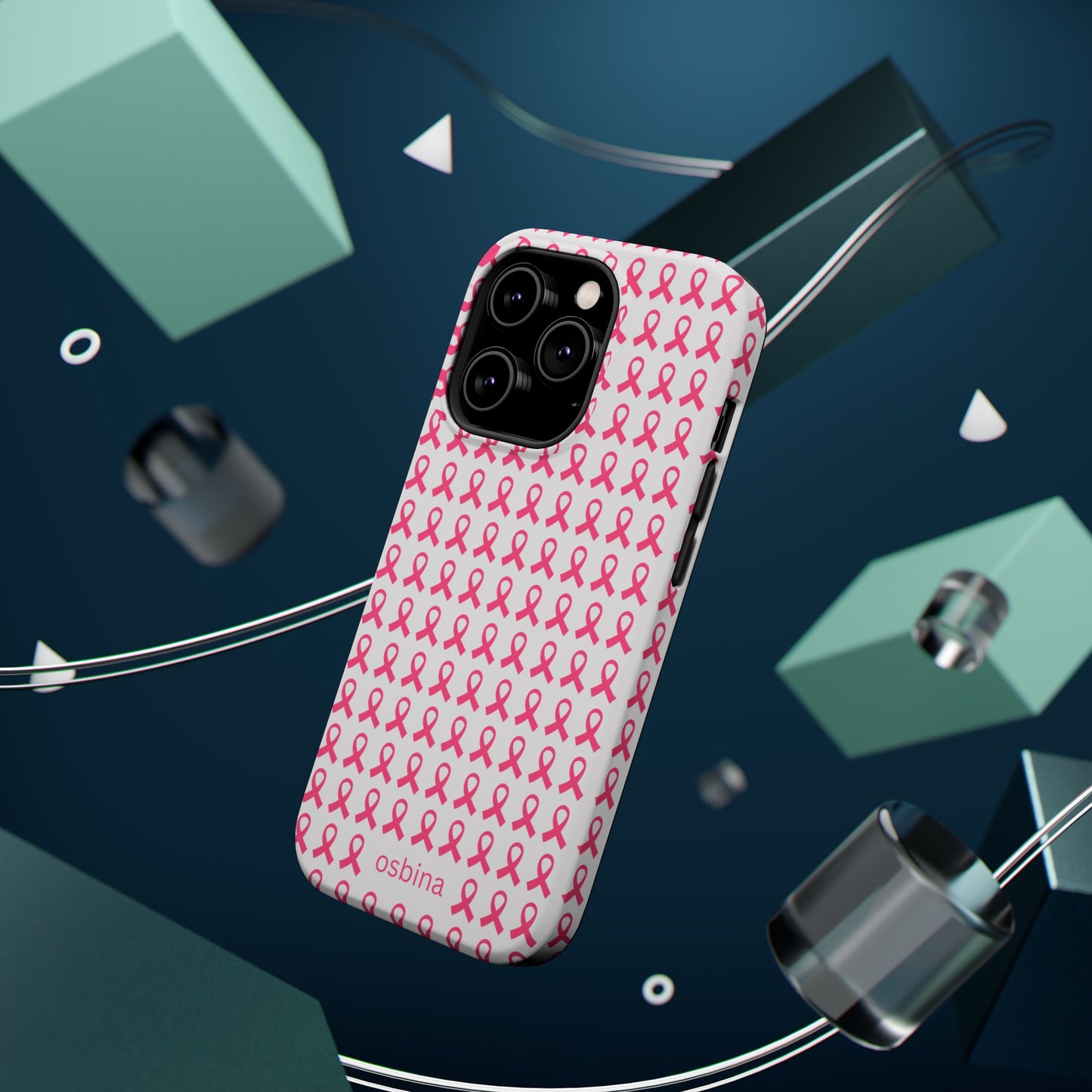 osbina | MagSafe compatible for iPhone | Limited Edition The Side By Side Pink Ribbons Case in Light Pink + Soft Pink + Hot Pink | The Pink October Collection | Inspired By
