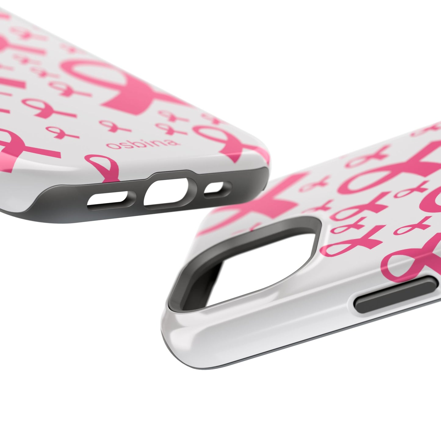 osbina | MagSafe compatible for iPhone | Limited Edition Strength in Ribbons Case in Light Pink + Soft Pink + Hot Pink | The Pink October Collection | Inspired By