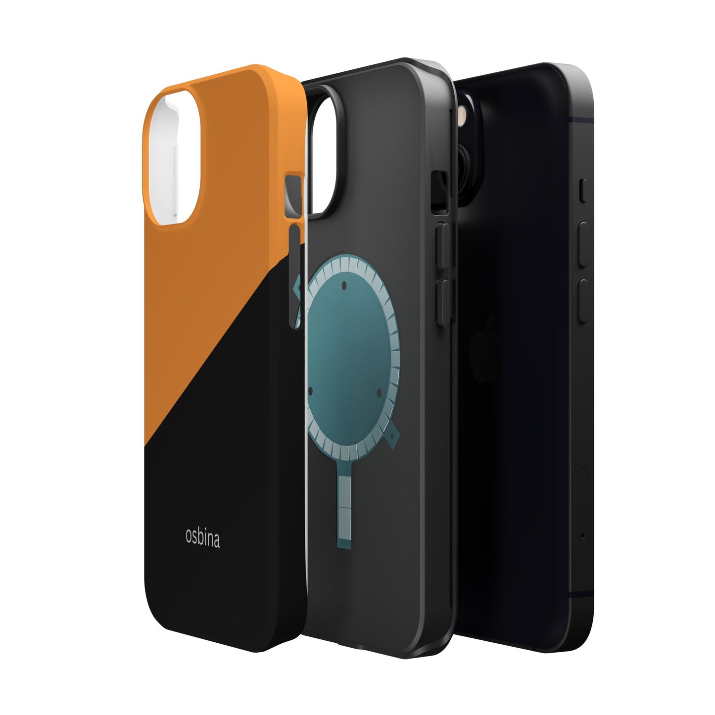 osbina | MagSafe Compatible for iPhone | Bold Moves Only — The Orange + Black Split Diagonal Case | The Season Collective