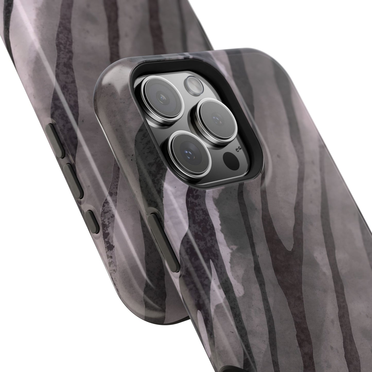 osbina | MagSafe Compatible for iPhone | Stripes on Point — The Muted Gray + Black Tiger Case | The Season Collective