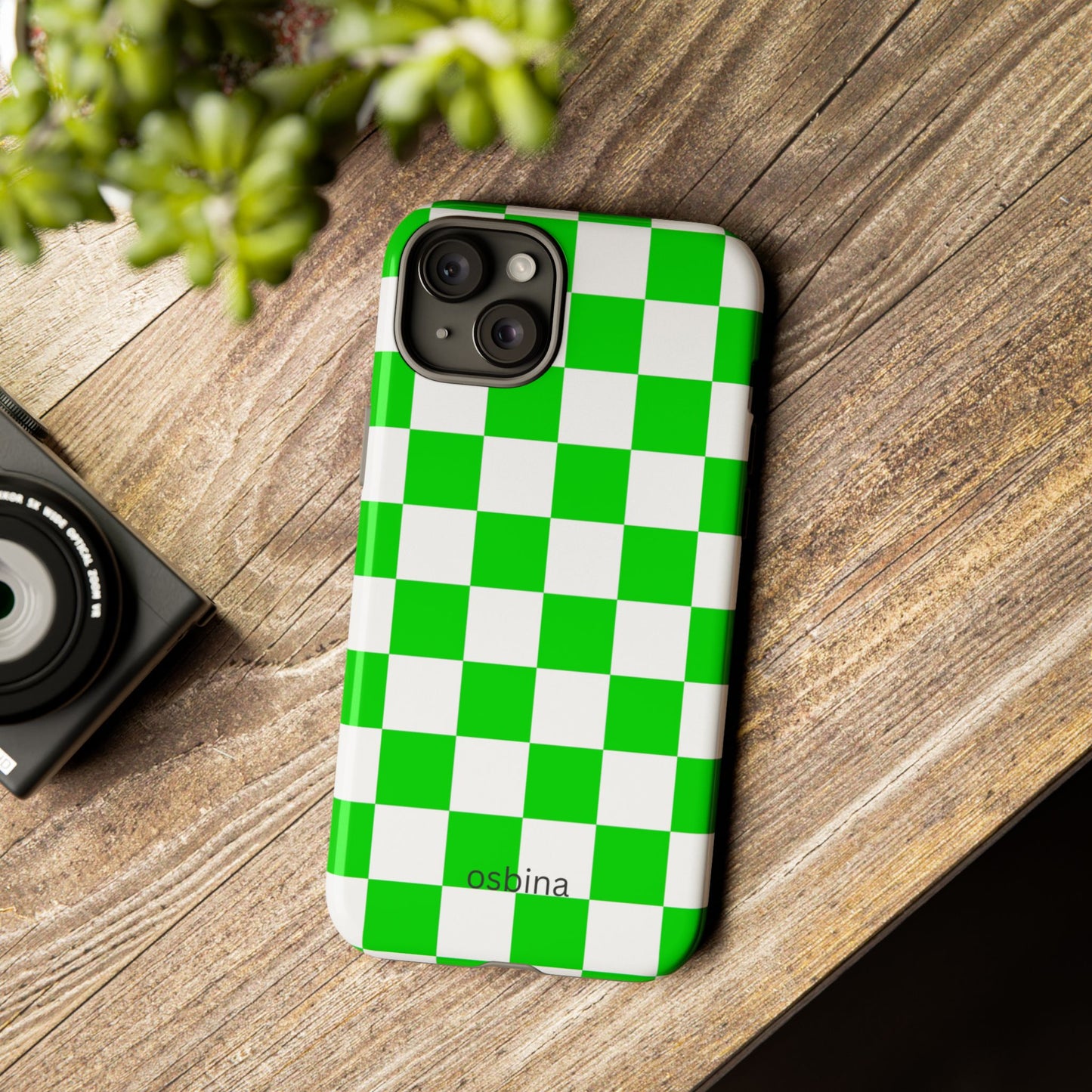 osbina | Neon Verdi Checks Phone Case | Color Edit Collection