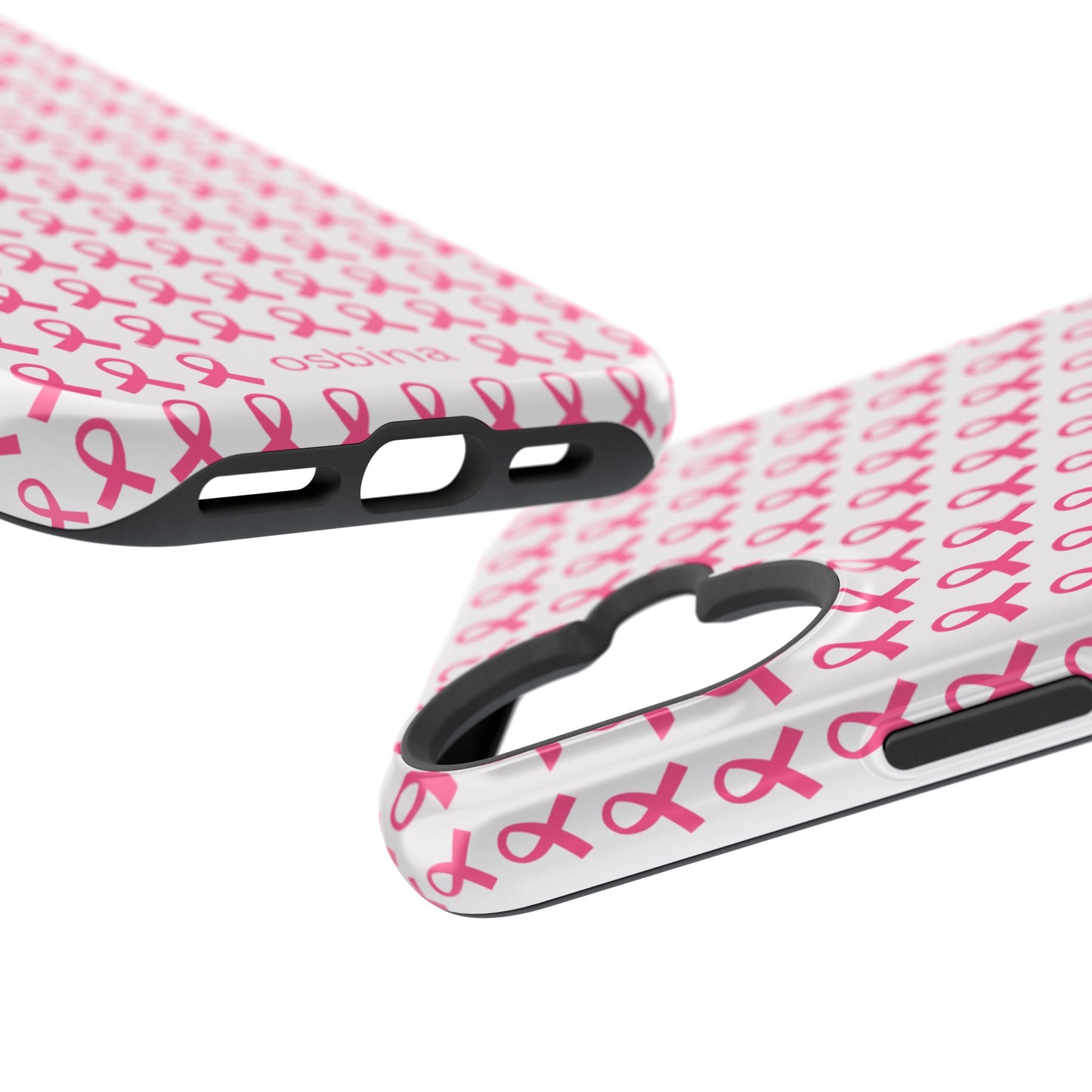 osbina | MagSafe compatible for iPhone | Limited Edition The Side By Side Pink Ribbons Case in Light Pink + Soft Pink + Hot Pink | The Pink October Collection | Inspired By