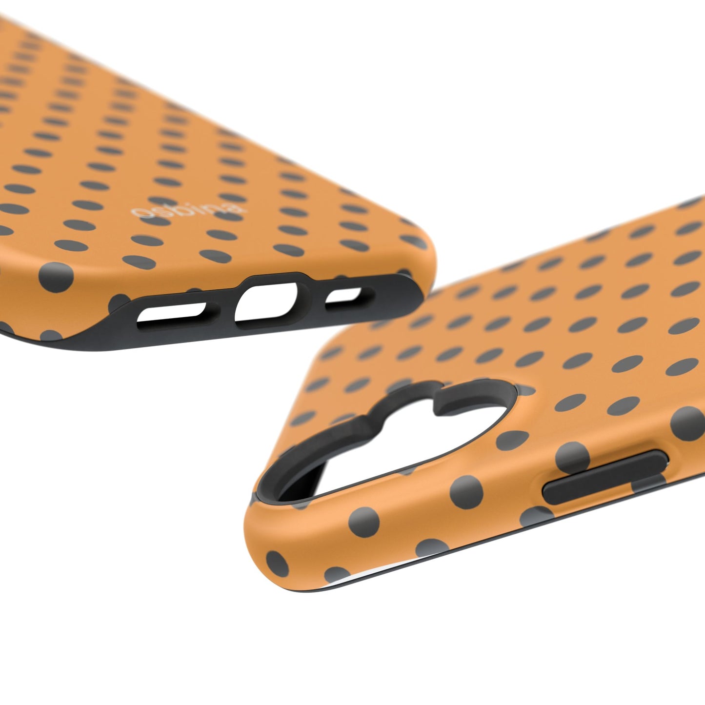osbina | MagSafe Compatible for iPhone | Spot On Chic — The Orange + Black Polka Dot Case | The Season Collective