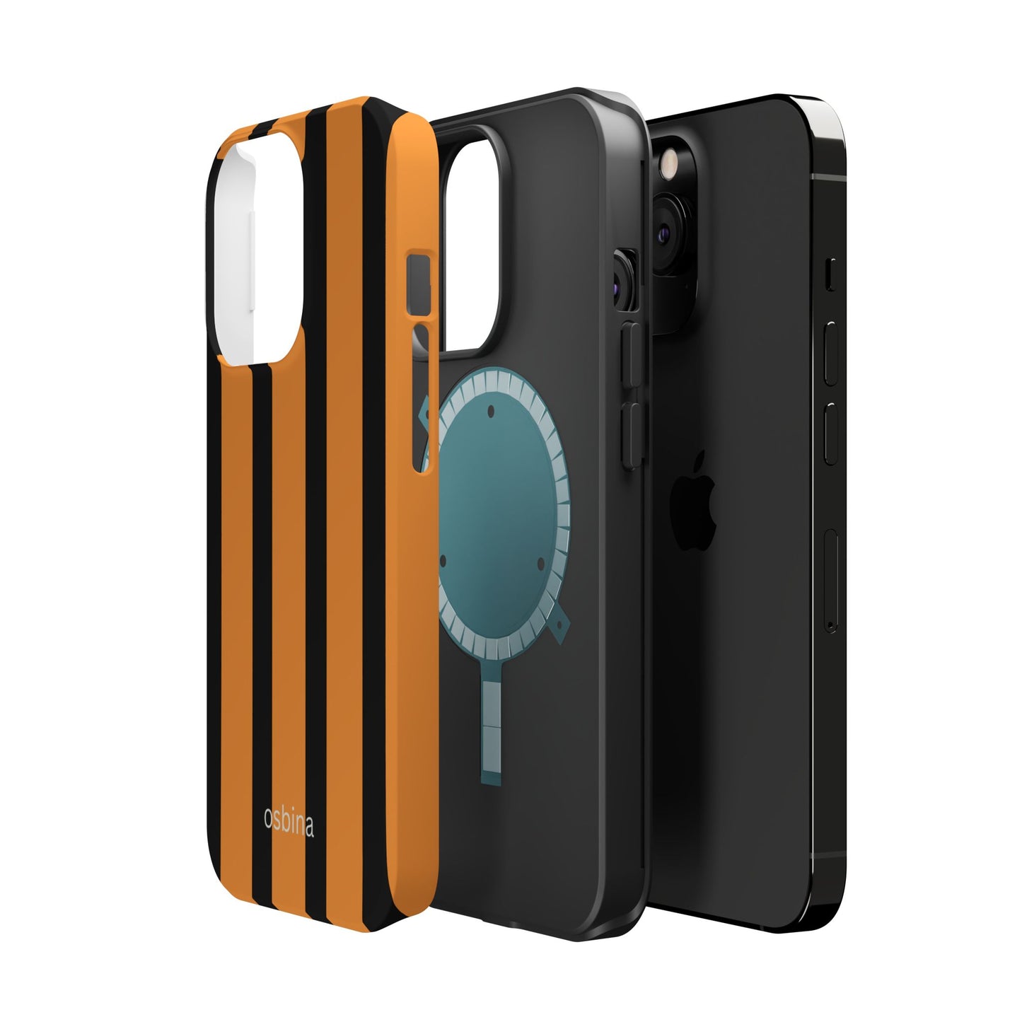 osbina | MagSafe Compatible for iPhone | The Statement Stripe Case in Black + Orange | The Season Collective
