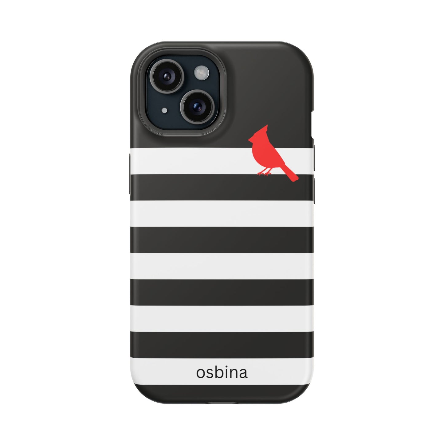 osbina | MagSafe compatible for iPhone | Redbird Edition Thinking of You Phone Case Black & White Stripe | Inspired By Collection