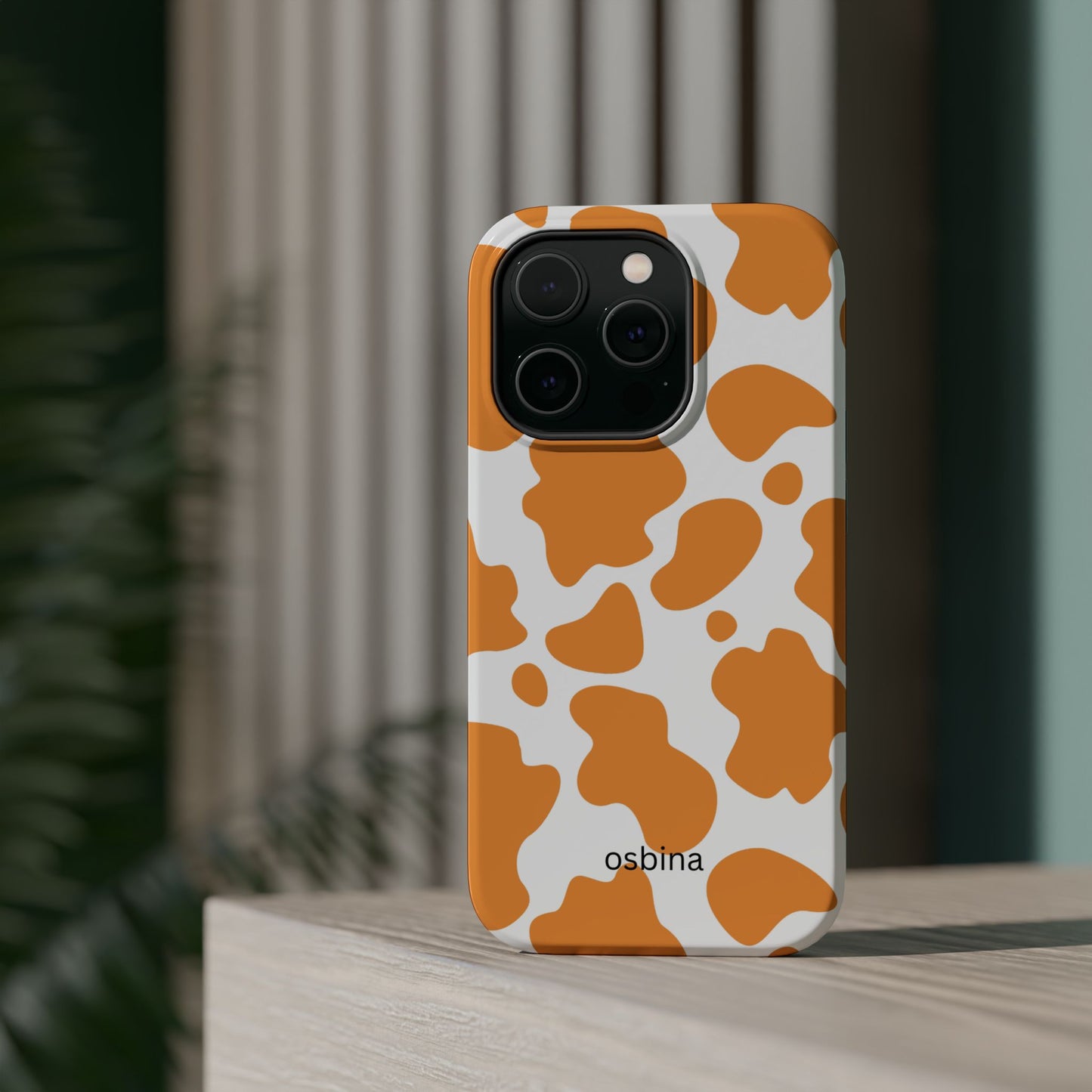 osbina | MagSafe Compatible for iPhone | Holy Cow, It’s Chic — The Orange Cow Print Case | The Season Collective