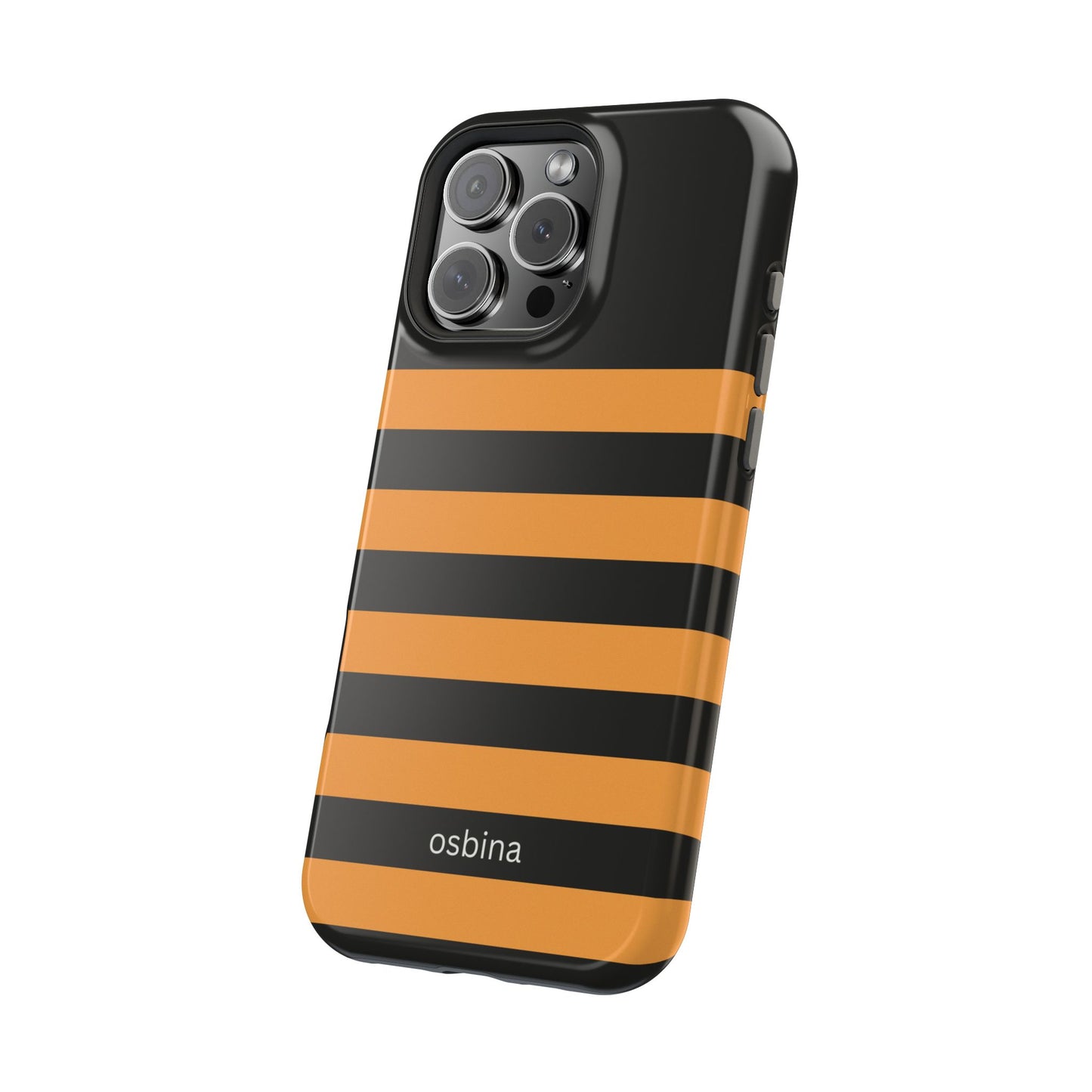 osbina | MagSafe Compatible for iPhone | The Horizon Stripe Case in Black + Orange | The Season Collective