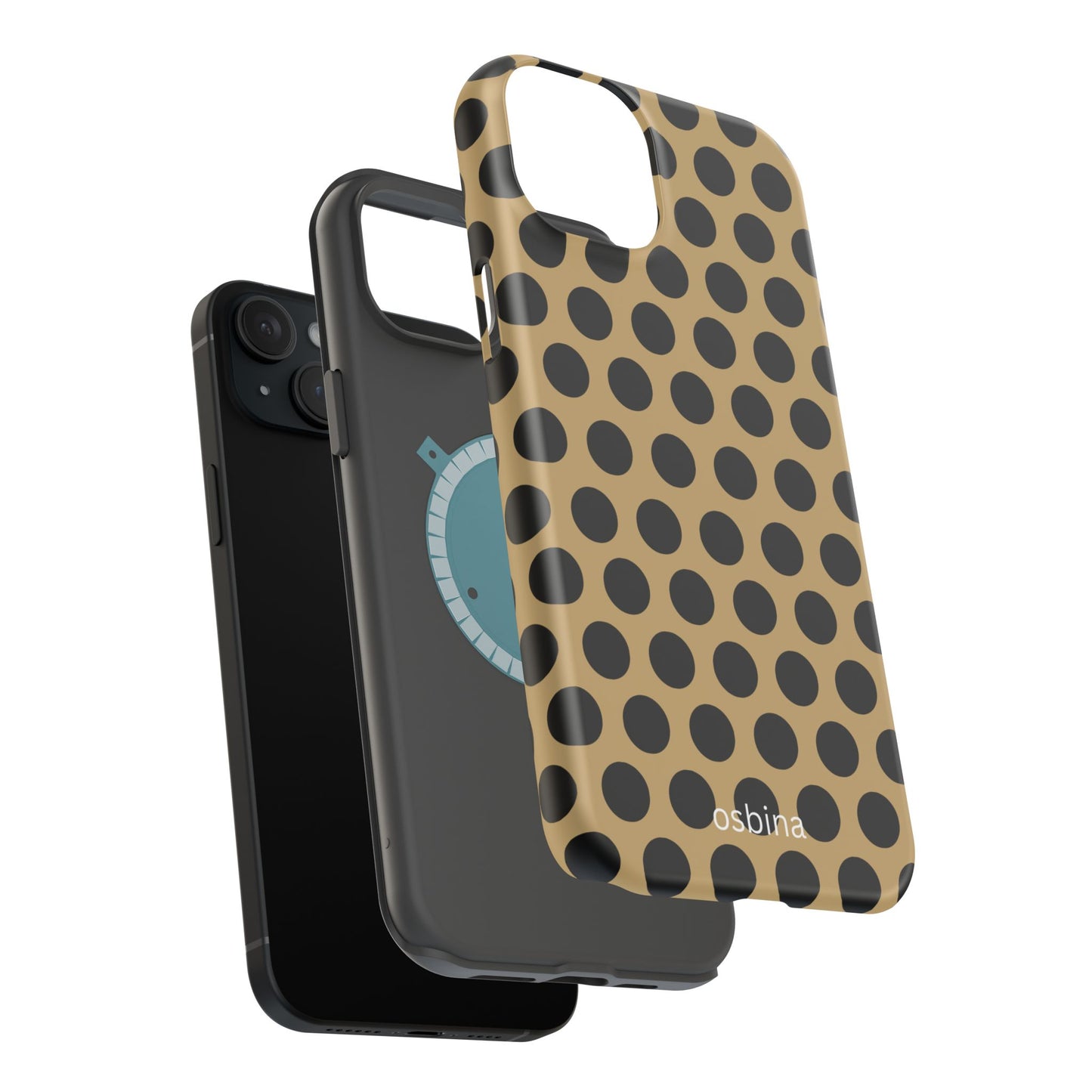 osbina | MagSafe compatible for iPhone | Camel Noir Dots Phone Case | Modern Muse Collection