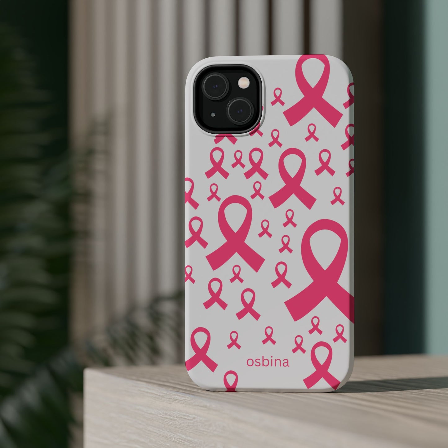 osbina | MagSafe compatible for iPhone | Limited Edition Strength in Ribbons Case in Light Pink + Soft Pink + Hot Pink | The Pink October Collection | Inspired By