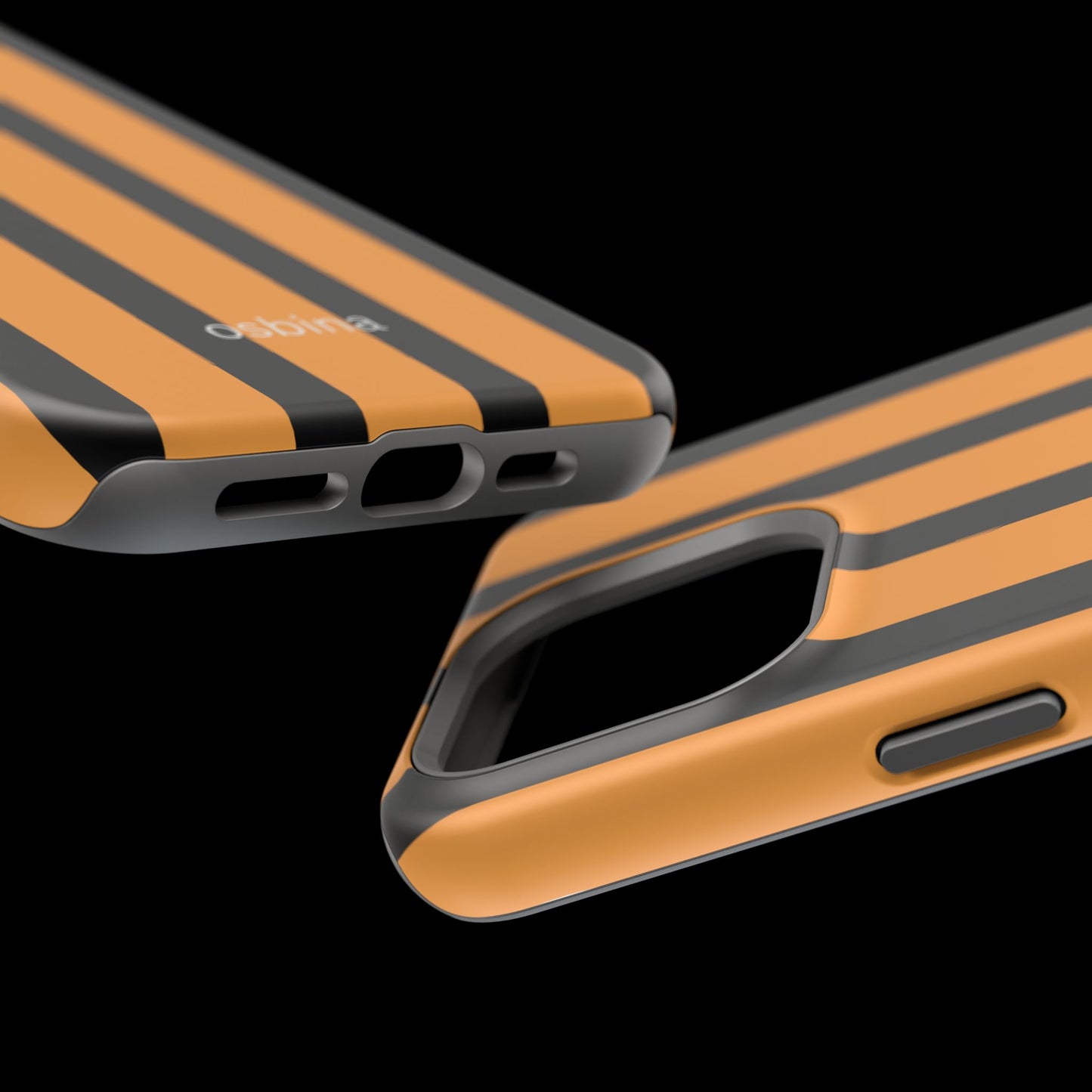 osbina | MagSafe Compatible for iPhone | The Statement Stripe Case in Black + Orange | The Season Collective