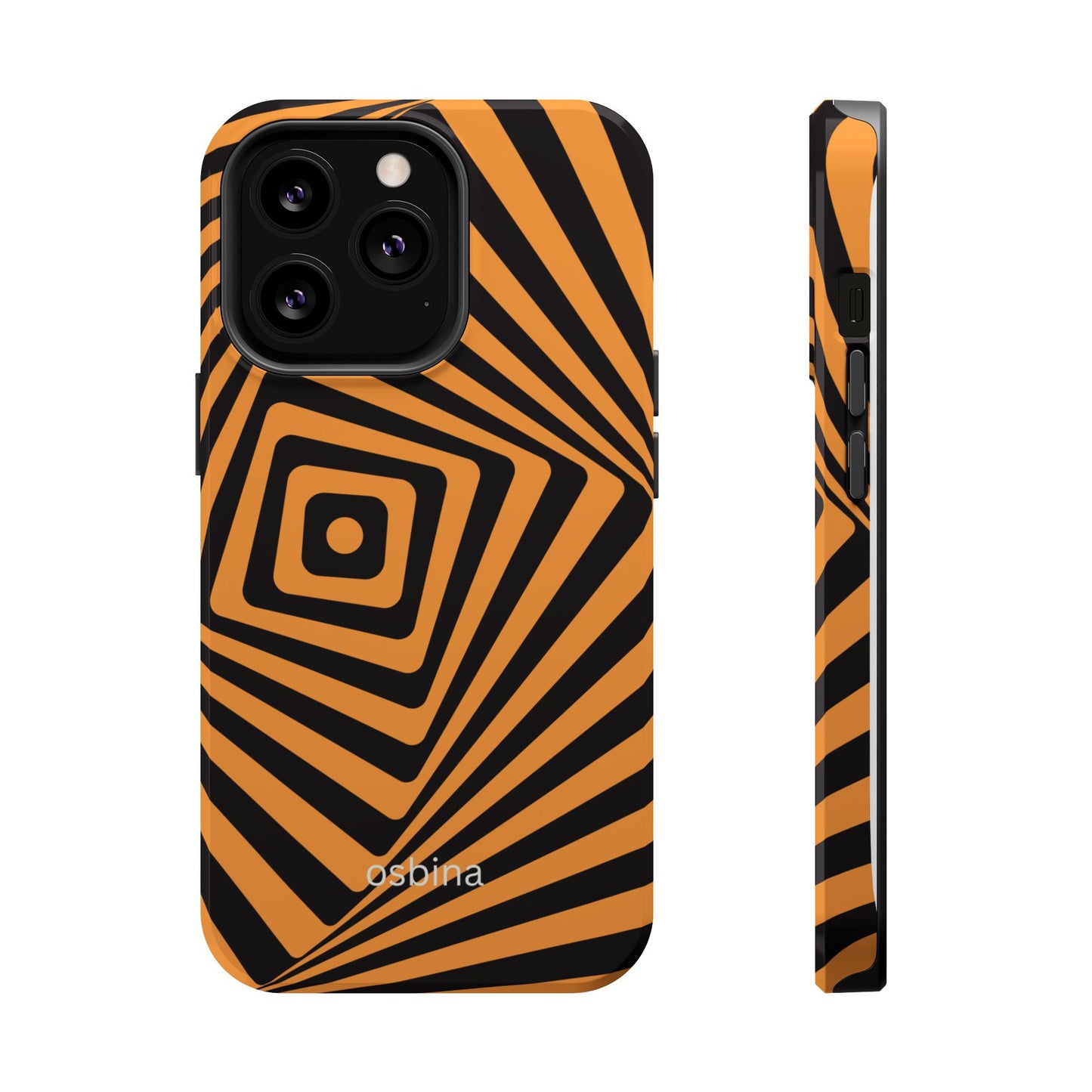 osbina | MagSafe Compatible for iPhone | Step Into the Zone — The Orange + Black Spiral Case | The Season Collective