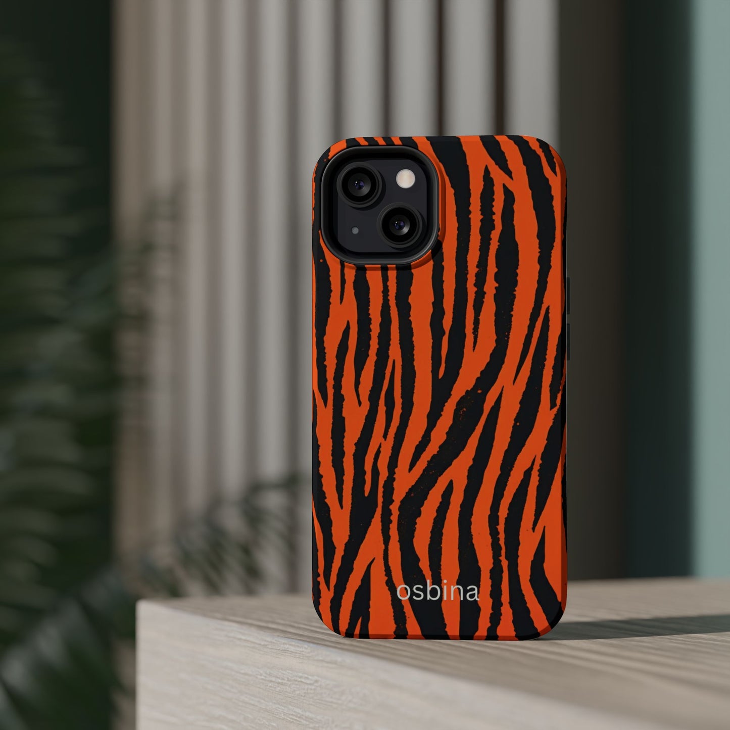 osbina | MagSafe Compatible for iPhone | Tiger, But Make It Chic — The Bengal Stripe Case in Orange + Black | The Season Collective