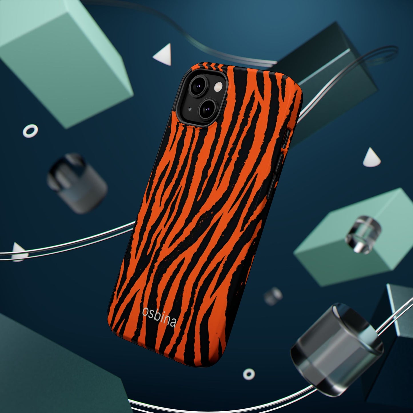 osbina | MagSafe Compatible for iPhone | Tiger, But Make It Chic — The Bengal Stripe Case in Orange + Black | The Season Collective