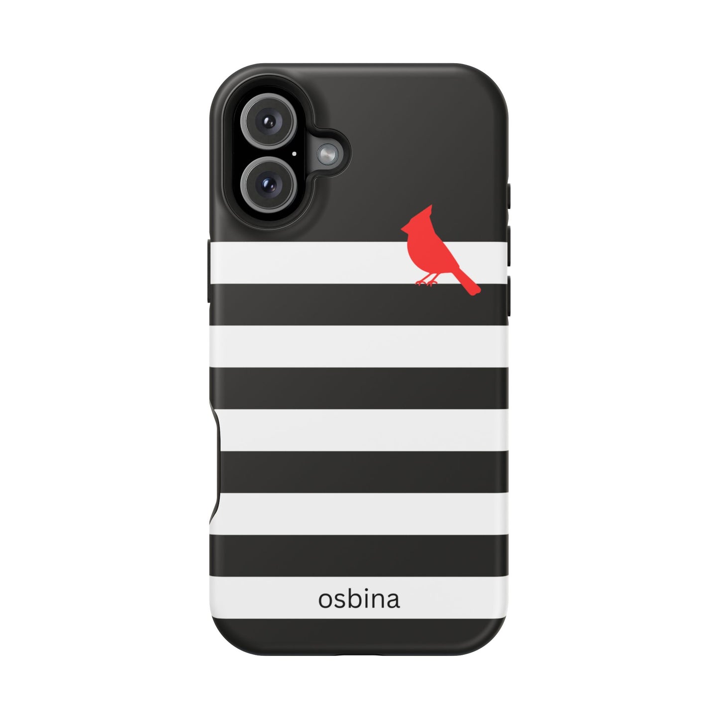 osbina | MagSafe compatible for iPhone | Redbird Edition Thinking of You Phone Case Black & White Stripe | Inspired By Collection