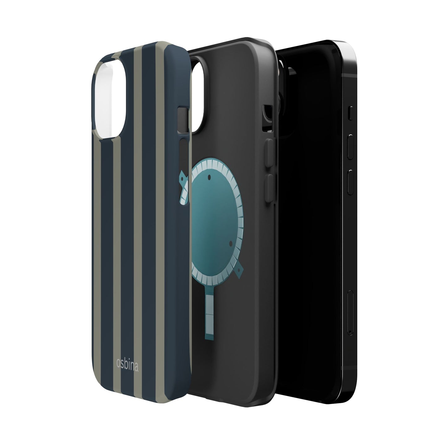 osbina | MagSafe compatible for iPhone | Grayhaven Navy & Gray Sophisticated Phone Case | Modern Muse Collection