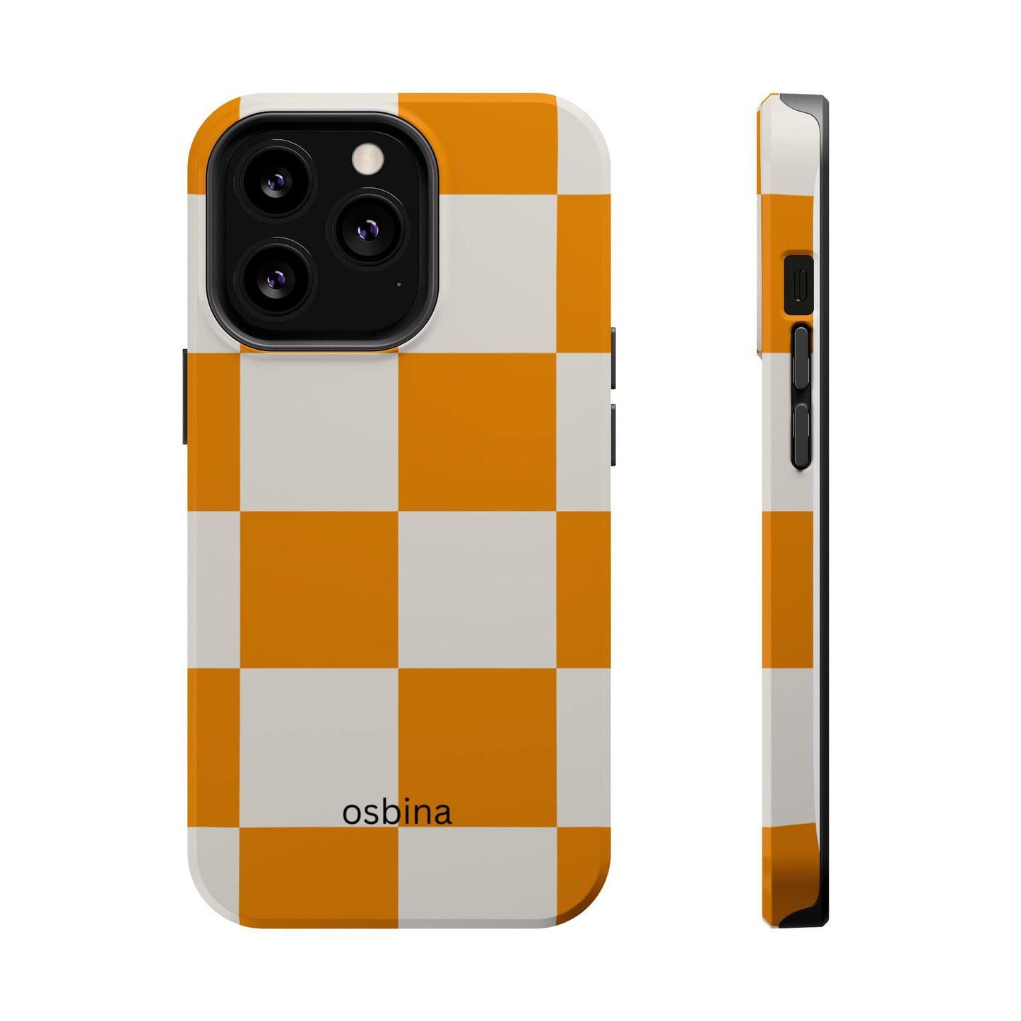 osbina | MagSafe Compatible for iPhone | Check You Out — The Orange + White Check Case | The Season Collective