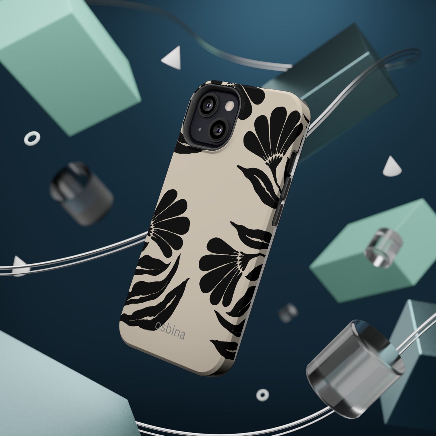 osbina | MagSafe compatible for iPhone | Obsidian Bloom Flower Phone Case | Modern Muse Collection