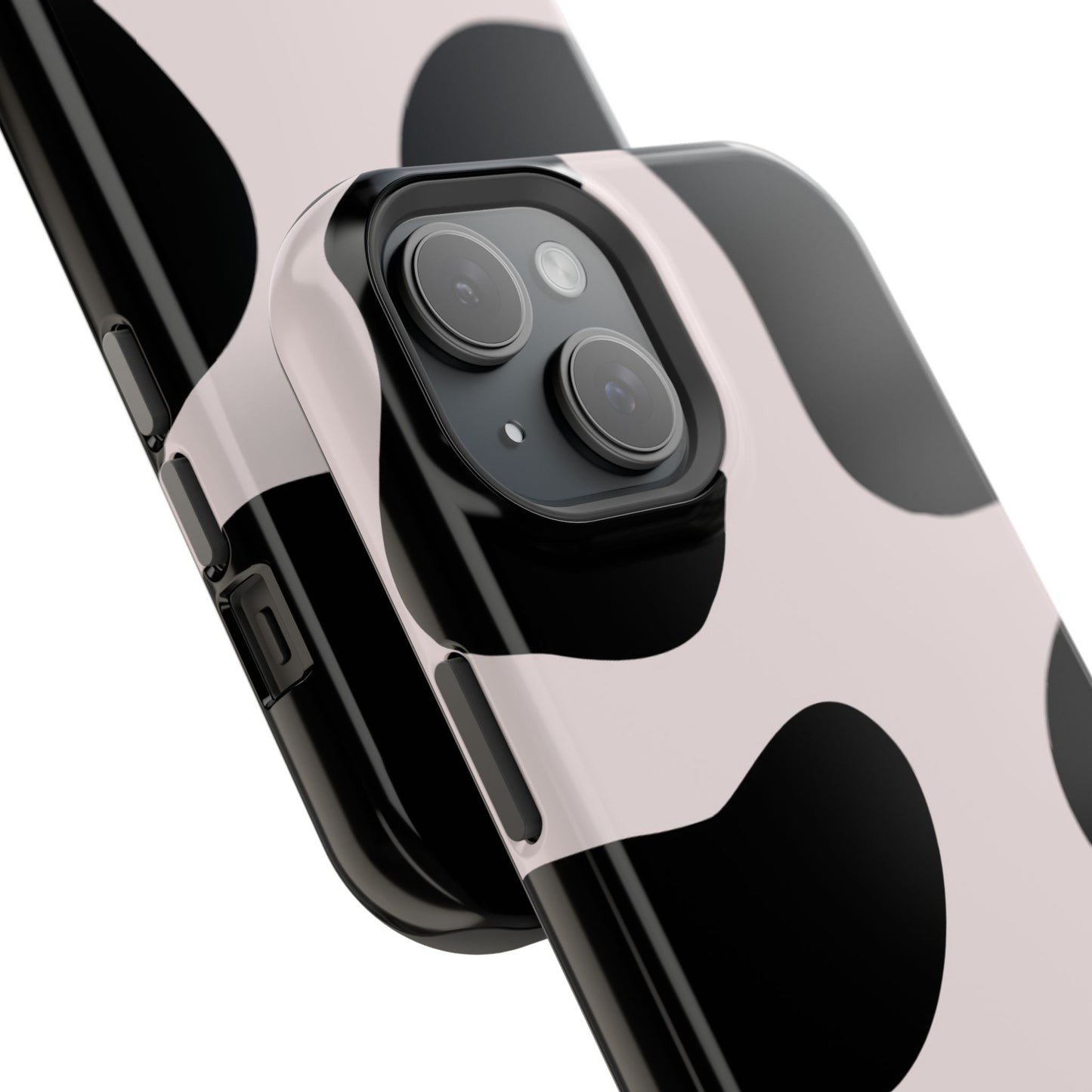 osbina | MagSafe compatible for iPhone | Prairie Chic Pink & Black Cow Print Phone Case | Modern Muse Collection