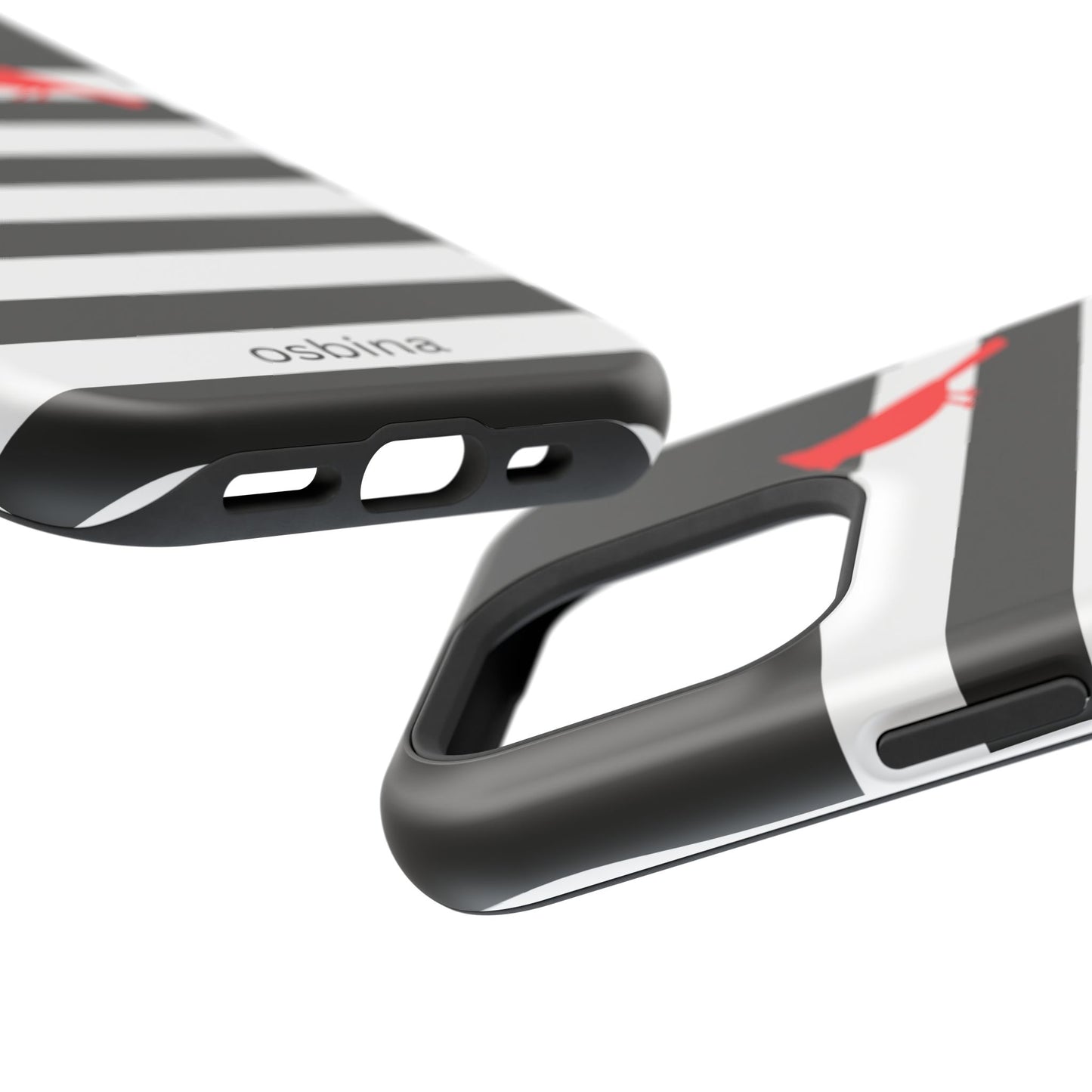 osbina | MagSafe compatible for iPhone | Redbird Edition Thinking of You Phone Case Black & White Stripe | Inspired By Collection