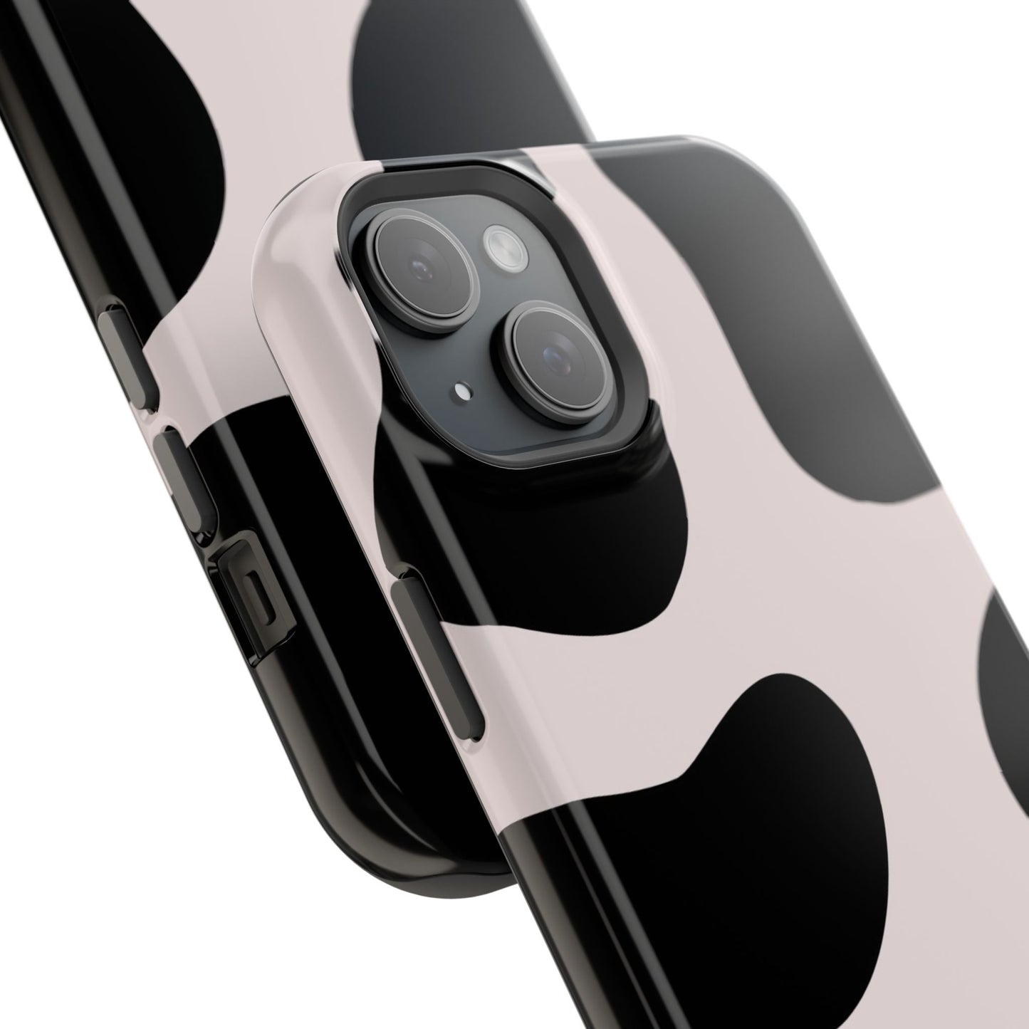 osbina | MagSafe compatible for iPhone | Prairie Chic Pink & Black Cow Print Phone Case | Modern Muse Collection