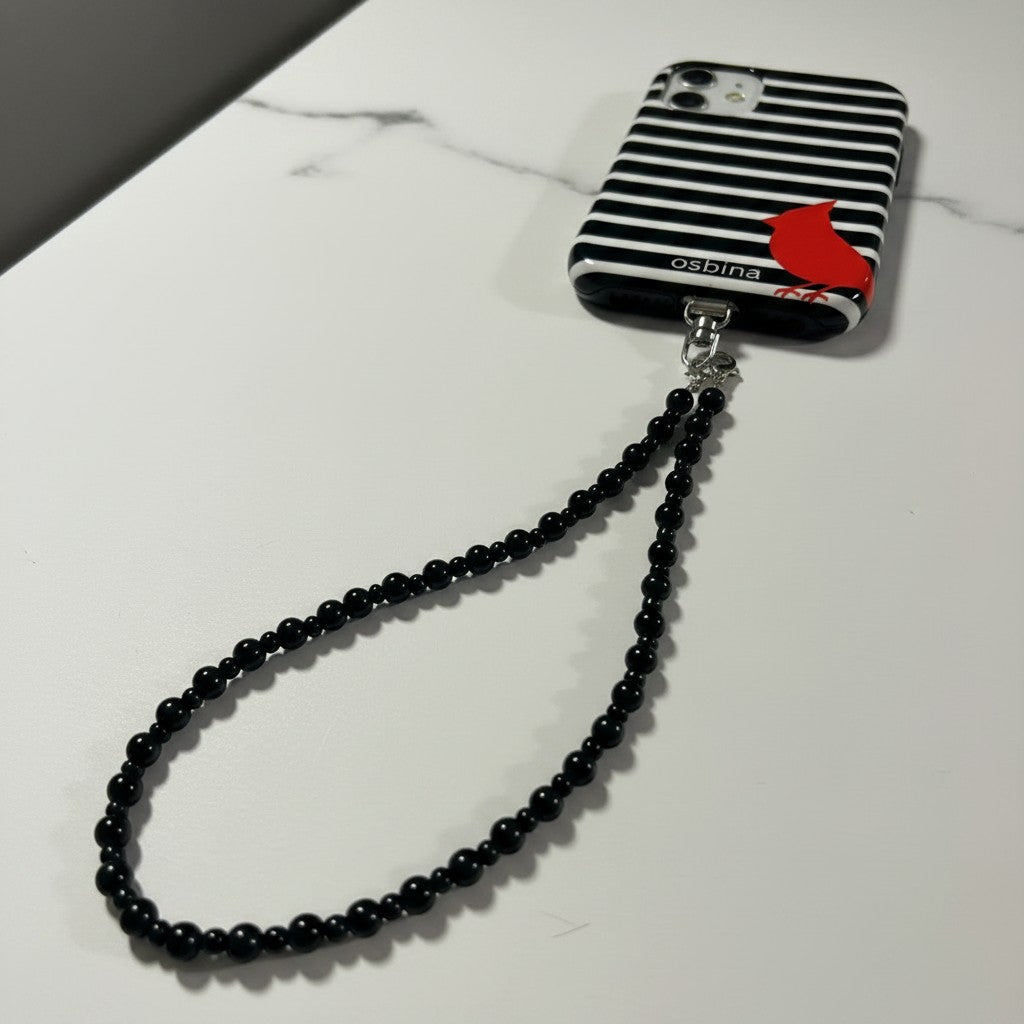 The Noir - Black Onyx Bead Wrist Strap