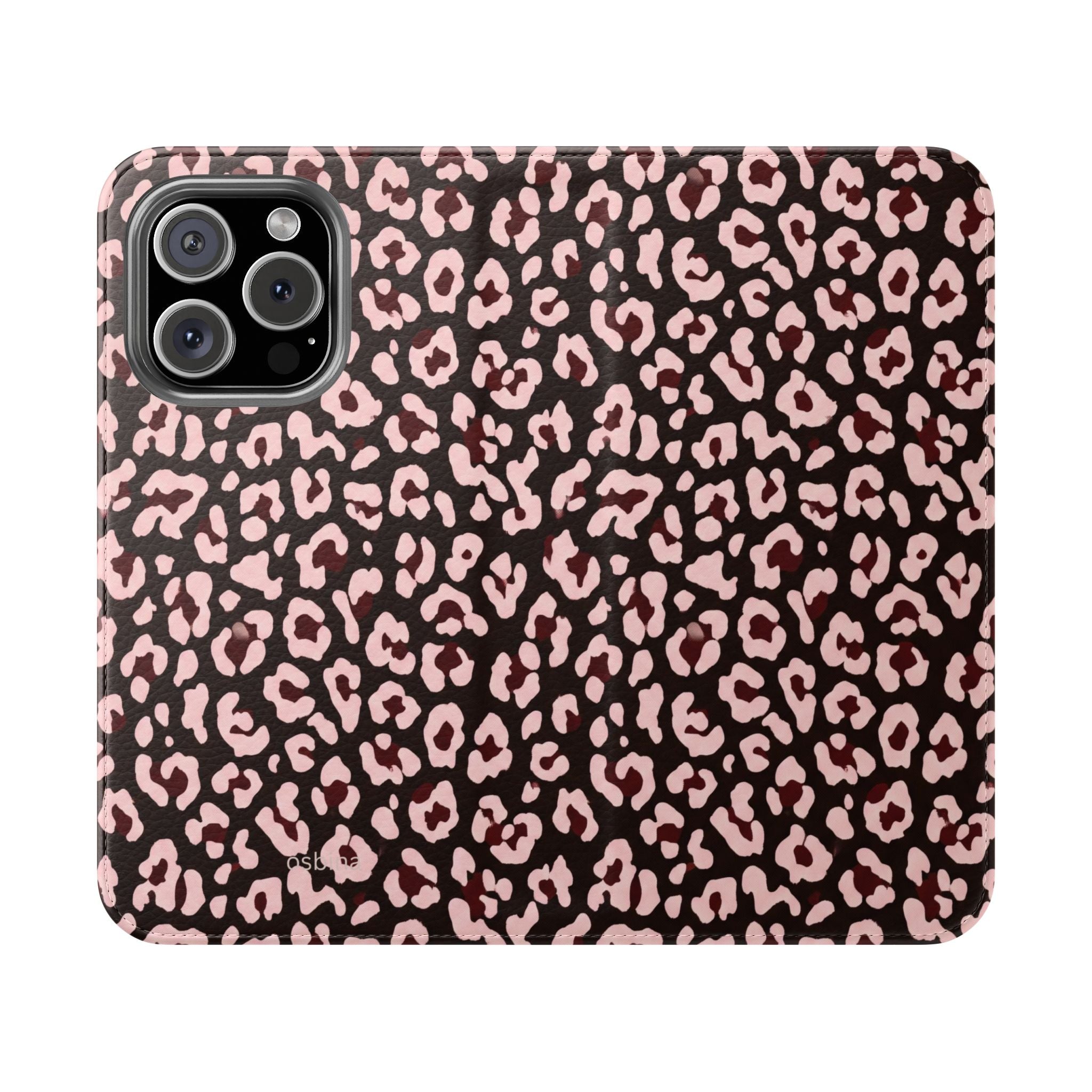 osbina | Wallet Flip Case for iPhone & Samsung | Chocolate Pink Leopard