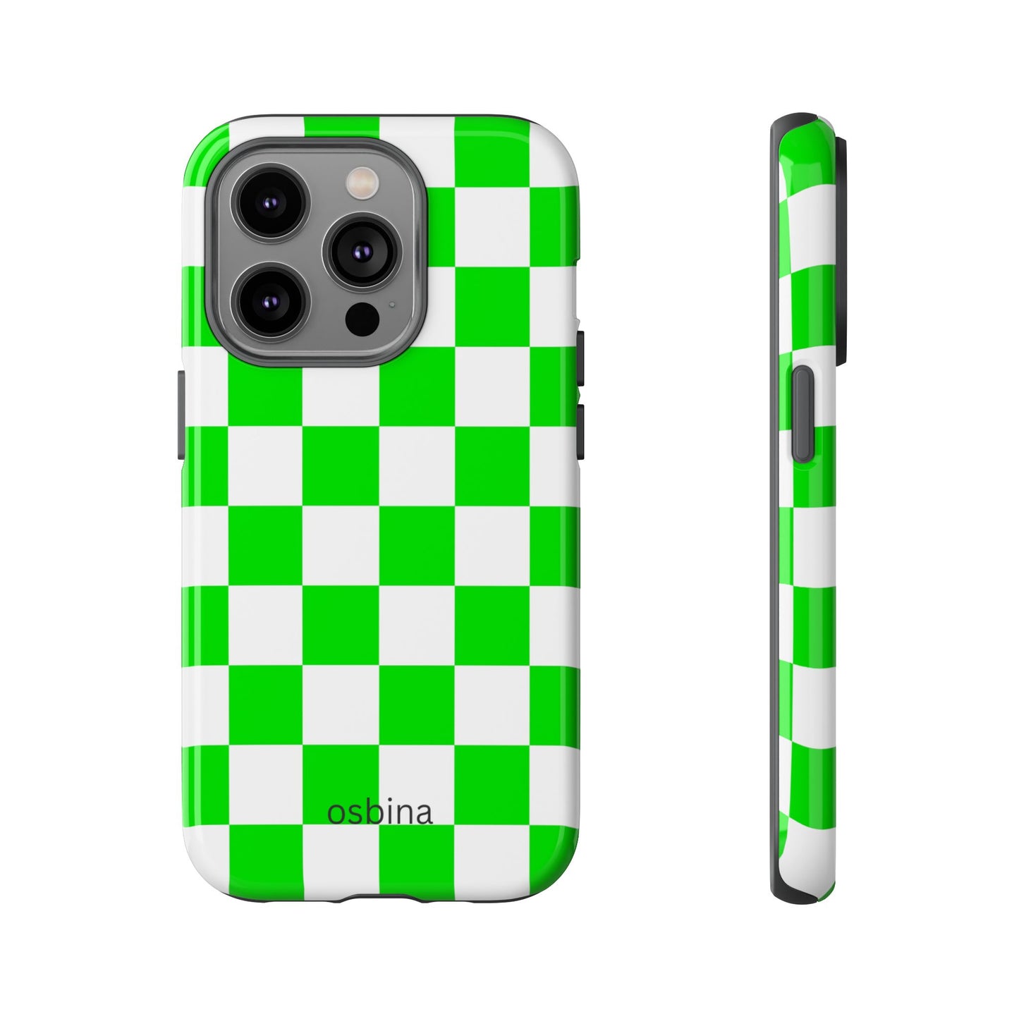 osbina | Neon Verdi Checks Phone Case | Color Edit Collection
