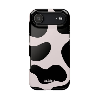 osbina | MagSafe compatible for iPhone | Prairie Chic Pink & Black Cow Print Phone Case | Modern Muse Collection