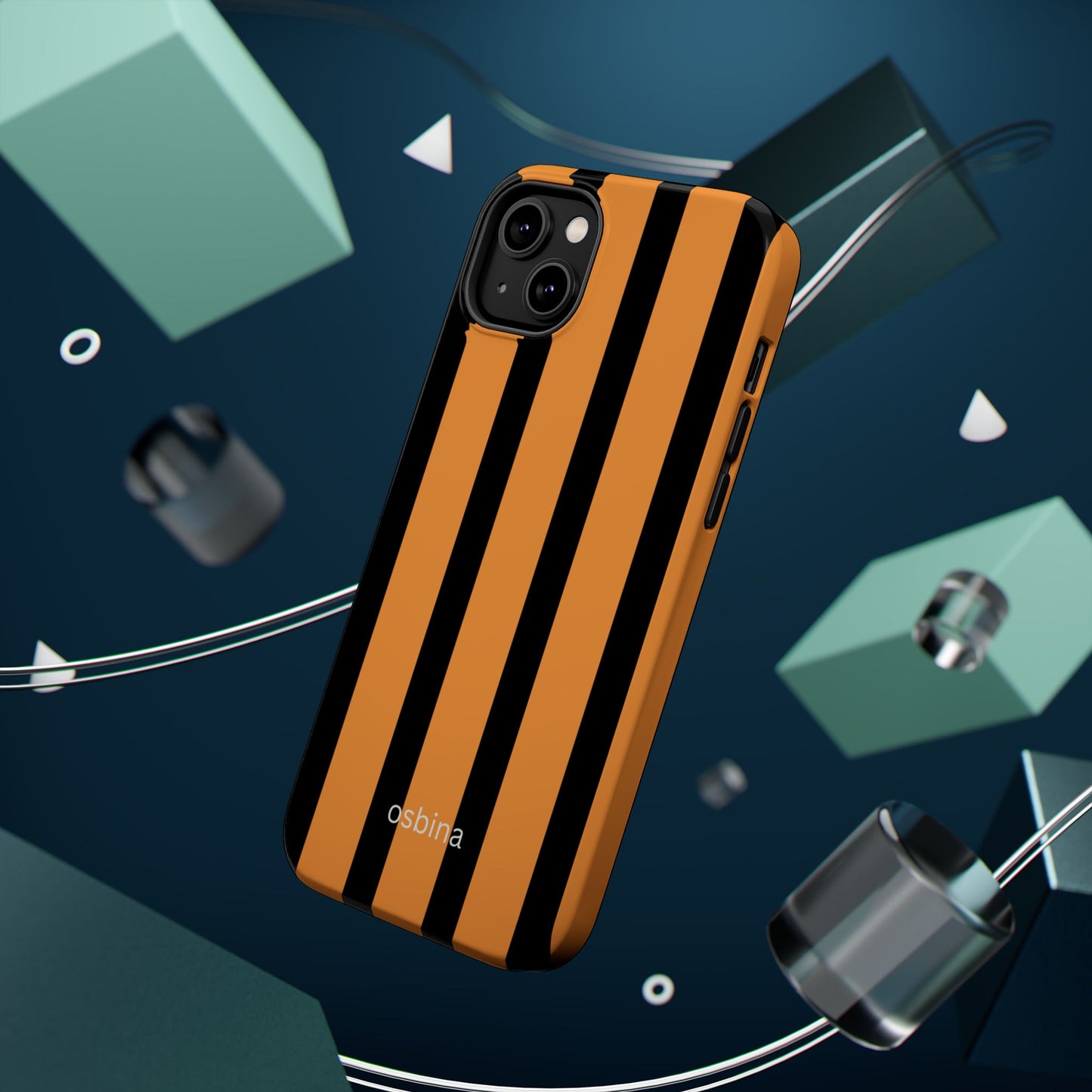 osbina | MagSafe Compatible for iPhone | The Statement Stripe Case in Black + Orange | The Season Collective