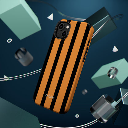 osbina | MagSafe Compatible for iPhone | The Statement Stripe Case in Black + Orange | The Season Collective
