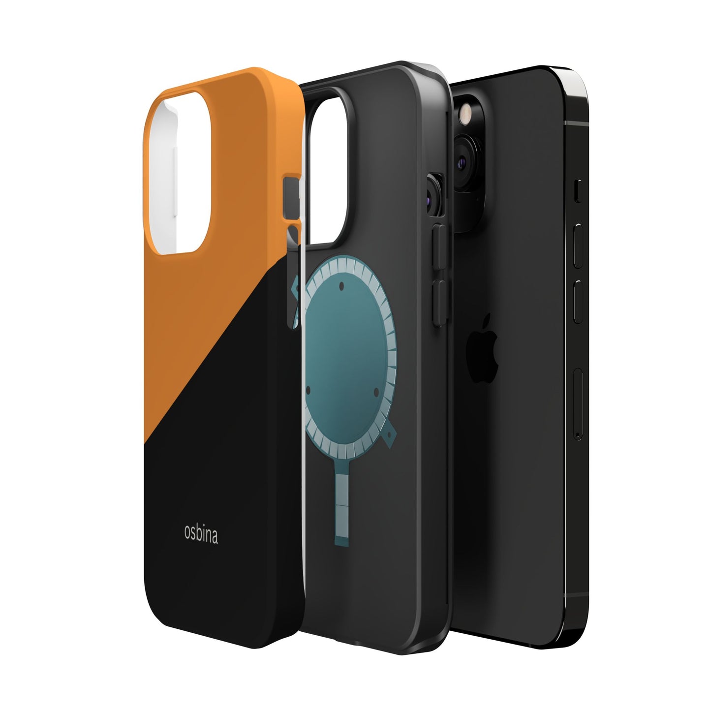 osbina | MagSafe Compatible for iPhone | Bold Moves Only — The Orange + Black Split Diagonal Case | The Season Collective