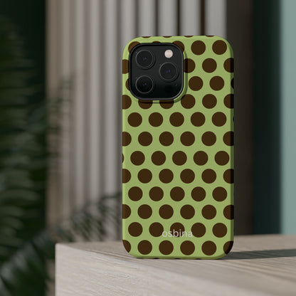 osbina | MagSafe compatible for iPhone | Chartreuse Cocoa Dots Phone Case | Color Edit Collection