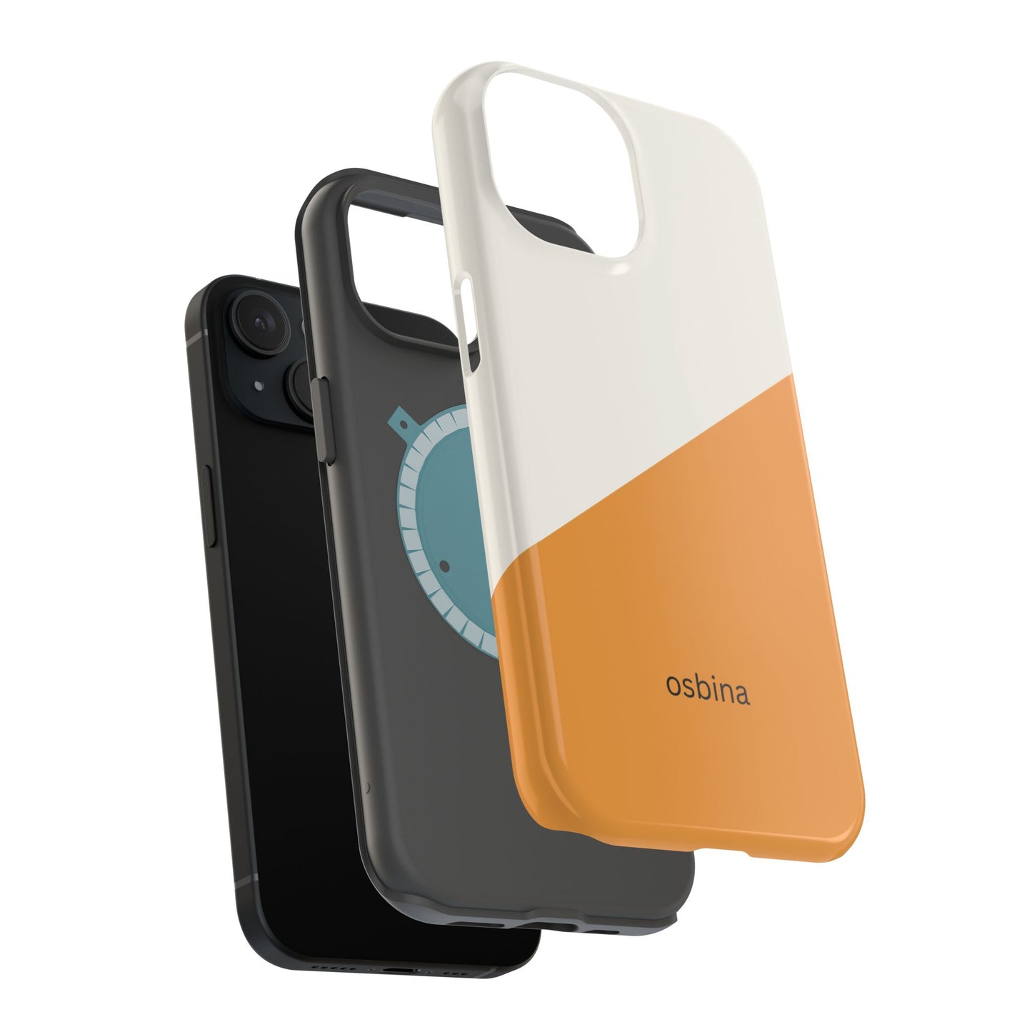 osbina | MagSafe Compatible for iPhone | Divide & Conquer — The Orange + White Split Diagonal Case | The Season Collective