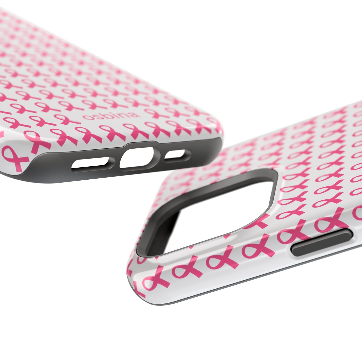 osbina |  MagSafe compatible for iPhone | Limited Edition The Side By Side Pink Ribbons Case in Light Pink + Soft Pink + Hot Pink | The Pink October Collection | Inspired By