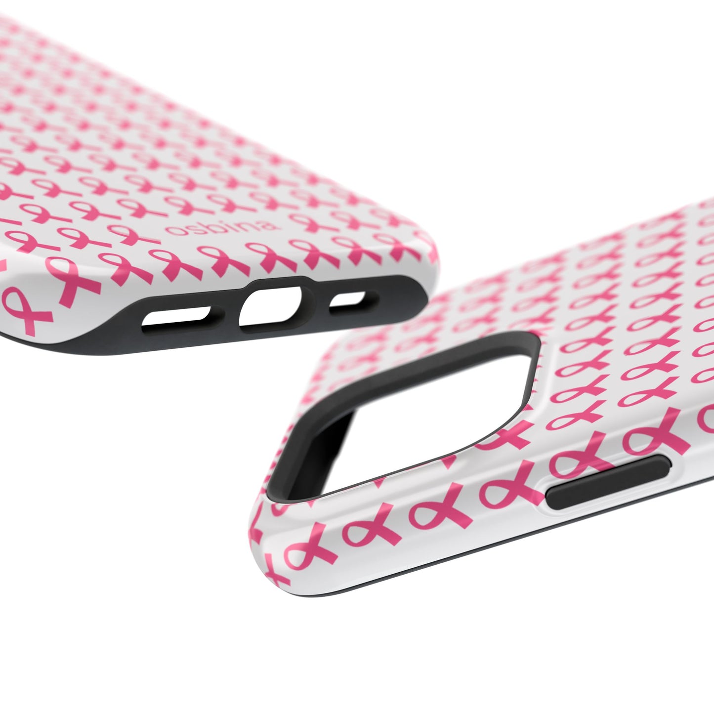 osbina |  MagSafe compatible for iPhone | Limited Edition The Side By Side Pink Ribbons Case in Light Pink + Soft Pink + Hot Pink | The Pink October Collection | Inspired By