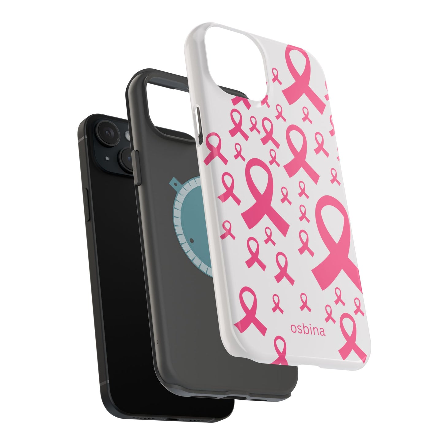 osbina |  MagSafe compatible for iPhone | Limited Edition Strength in Ribbons Case in Light Pink + Soft Pink + Hot Pink | The Pink October Collection | Inspired By