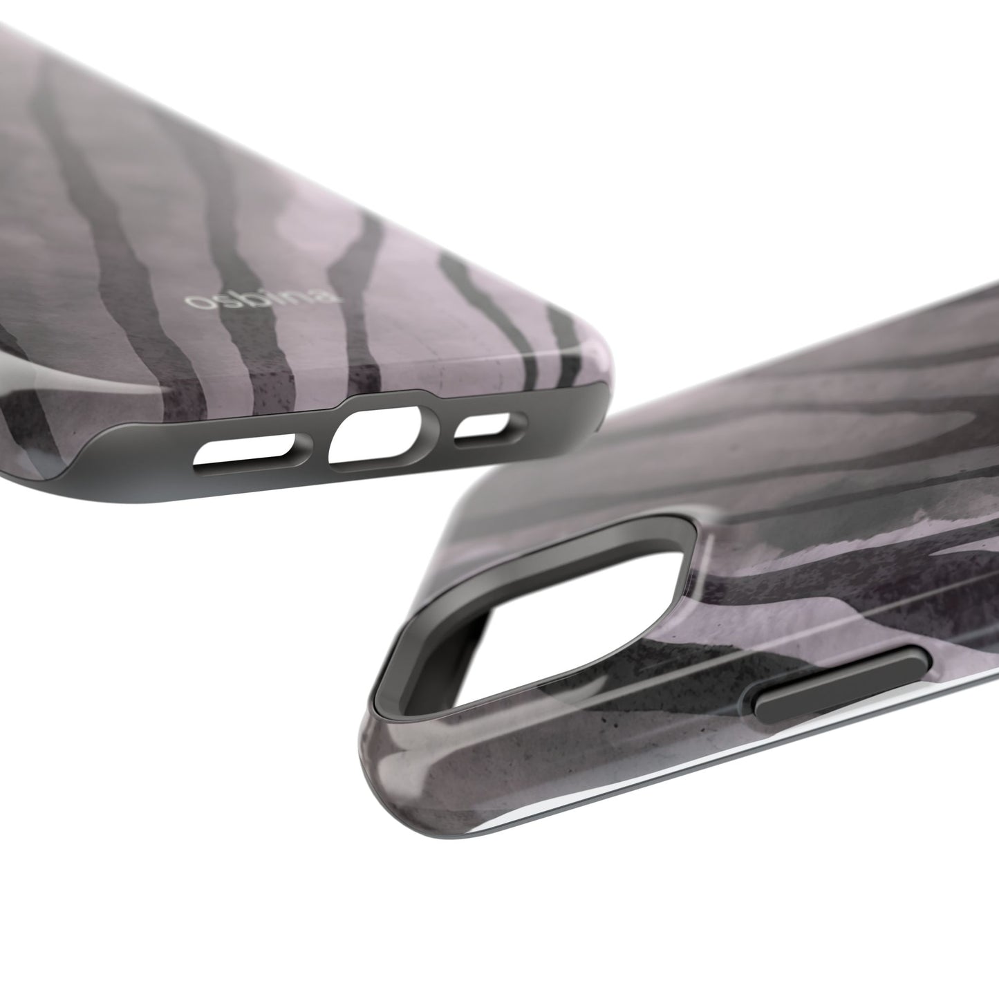 osbina | MagSafe Compatible for iPhone | Stripes on Point — The Muted Gray + Black Tiger Case | The Season Collective