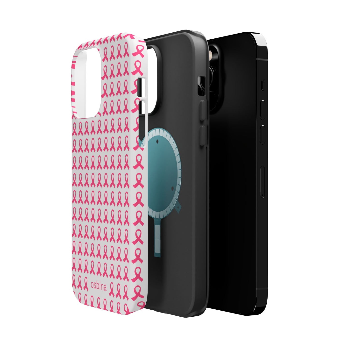 osbina |  MagSafe compatible for iPhone | Limited Edition The Side By Side Pink Ribbons Case in Light Pink + Soft Pink + Hot Pink | The Pink October Collection | Inspired By