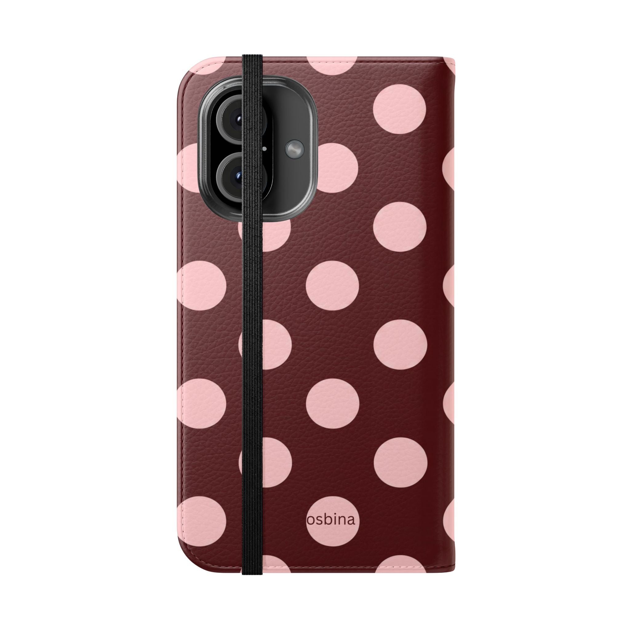 osbina | Wallet Flip Case for iPhone & Samsung | Oxblood Dot
