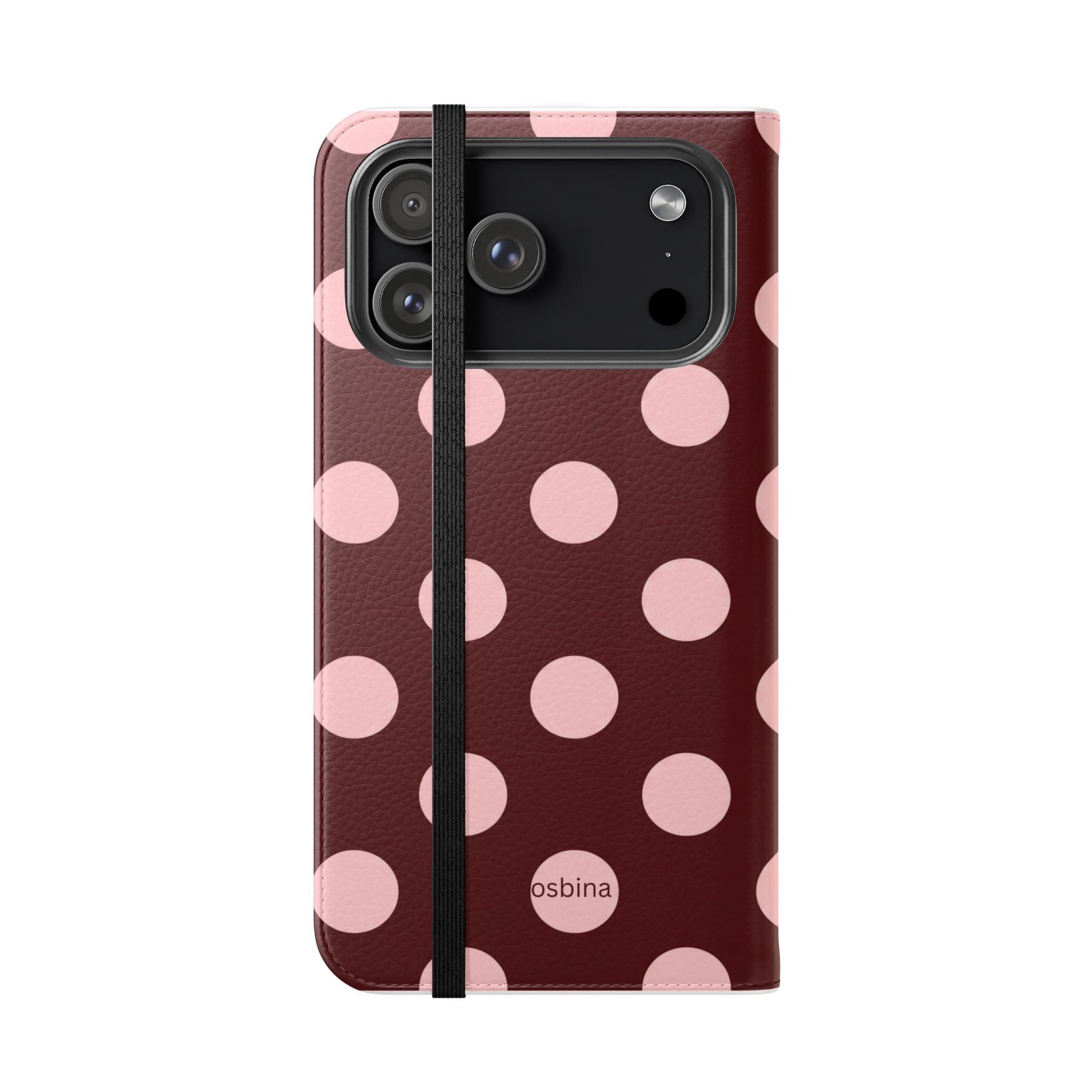 osbina | Wallet Flip Case for iPhone & Samsung | Oxblood Dot