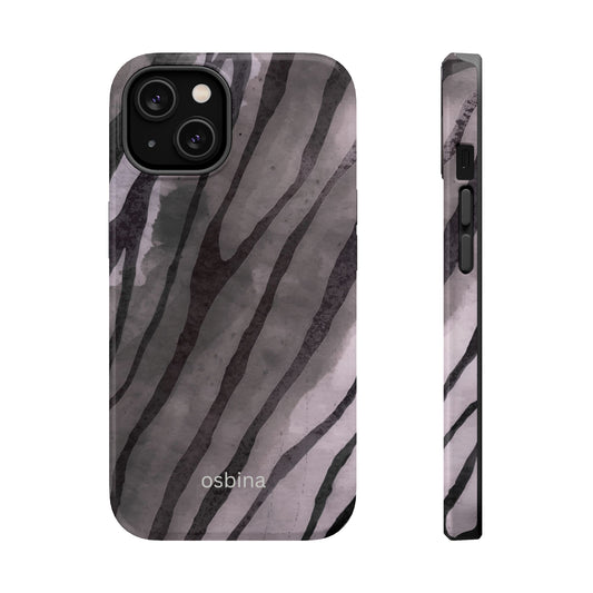 osbina | MagSafe Compatible for iPhone | Stripes on Point — The Muted Gray + Black Tiger Case | The Season Collective