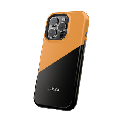 osbina | MagSafe Compatible for iPhone | Bold Moves Only — The Orange + Black Split Diagonal Case | The Season Collective