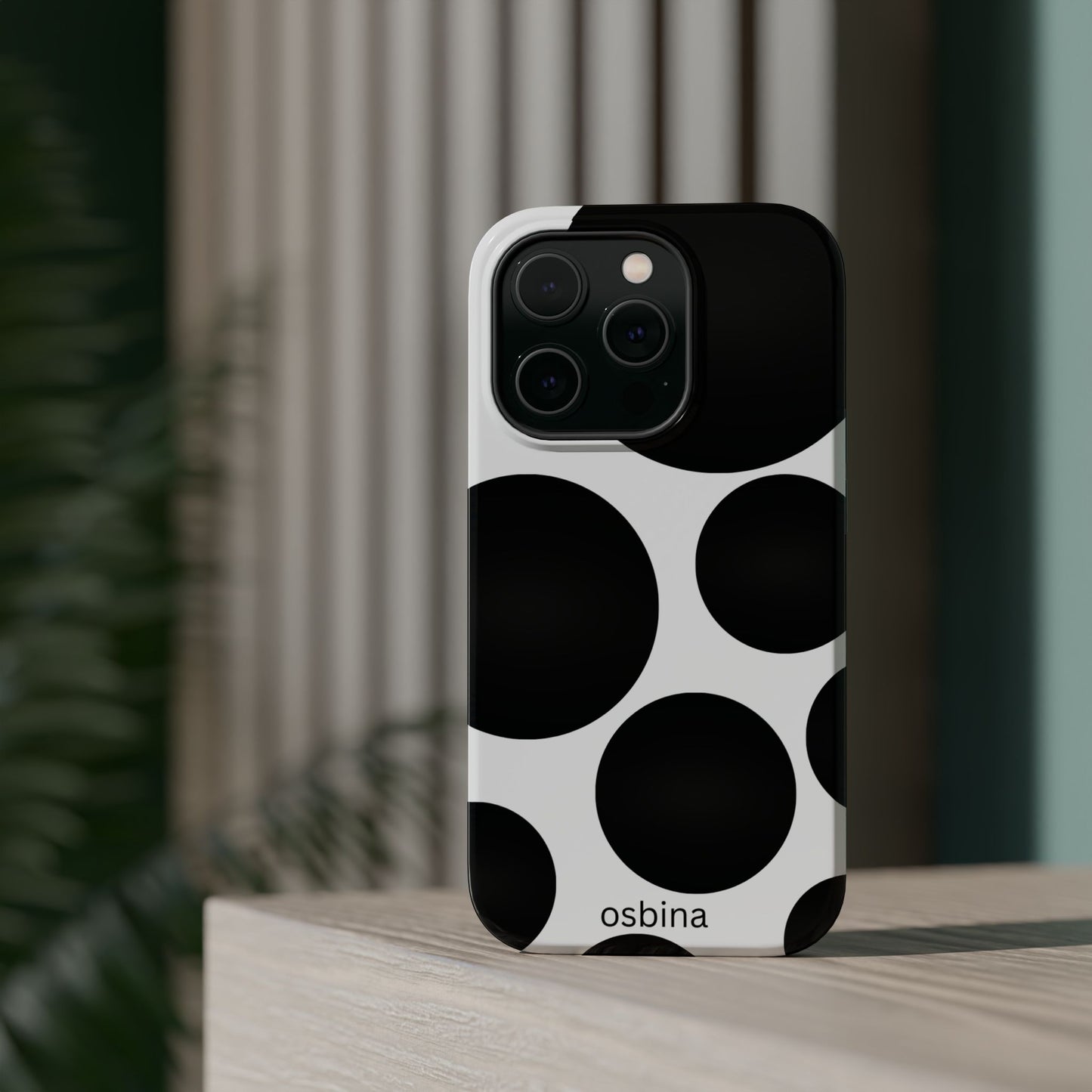 osbina | MagSafe compatible for iPhone | The Noir Bubbles Phone Case | Modern Muse Collection