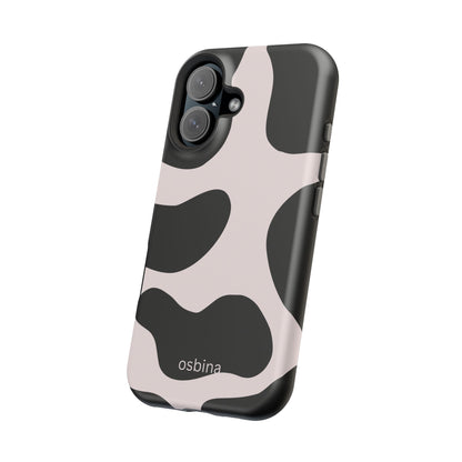 osbina | MagSafe compatible for iPhone | Prairie Chic Pink & Black Cow Print Phone Case | Modern Muse Collection