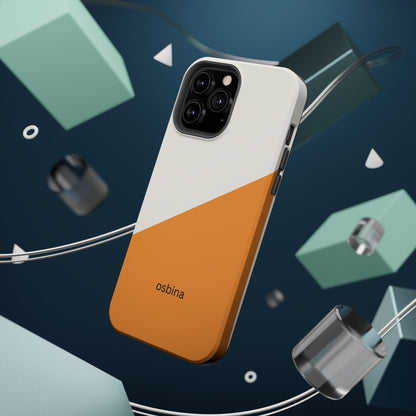 osbina | MagSafe Compatible for iPhone | Divide & Conquer — The Orange + White Split Diagonal Case | The Season Collective